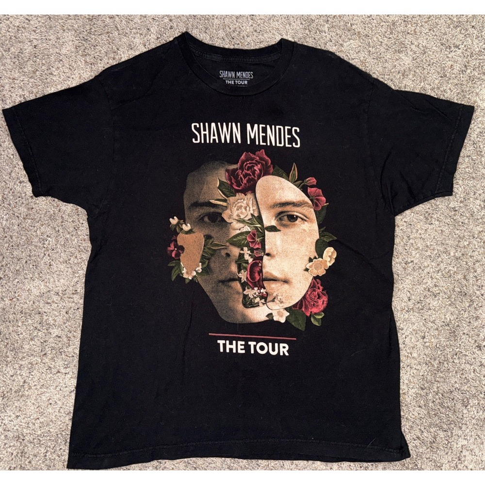 Shawn Mendes Shirt The Tour USA 2019 Black Graphic Concert Tee Size Small‎